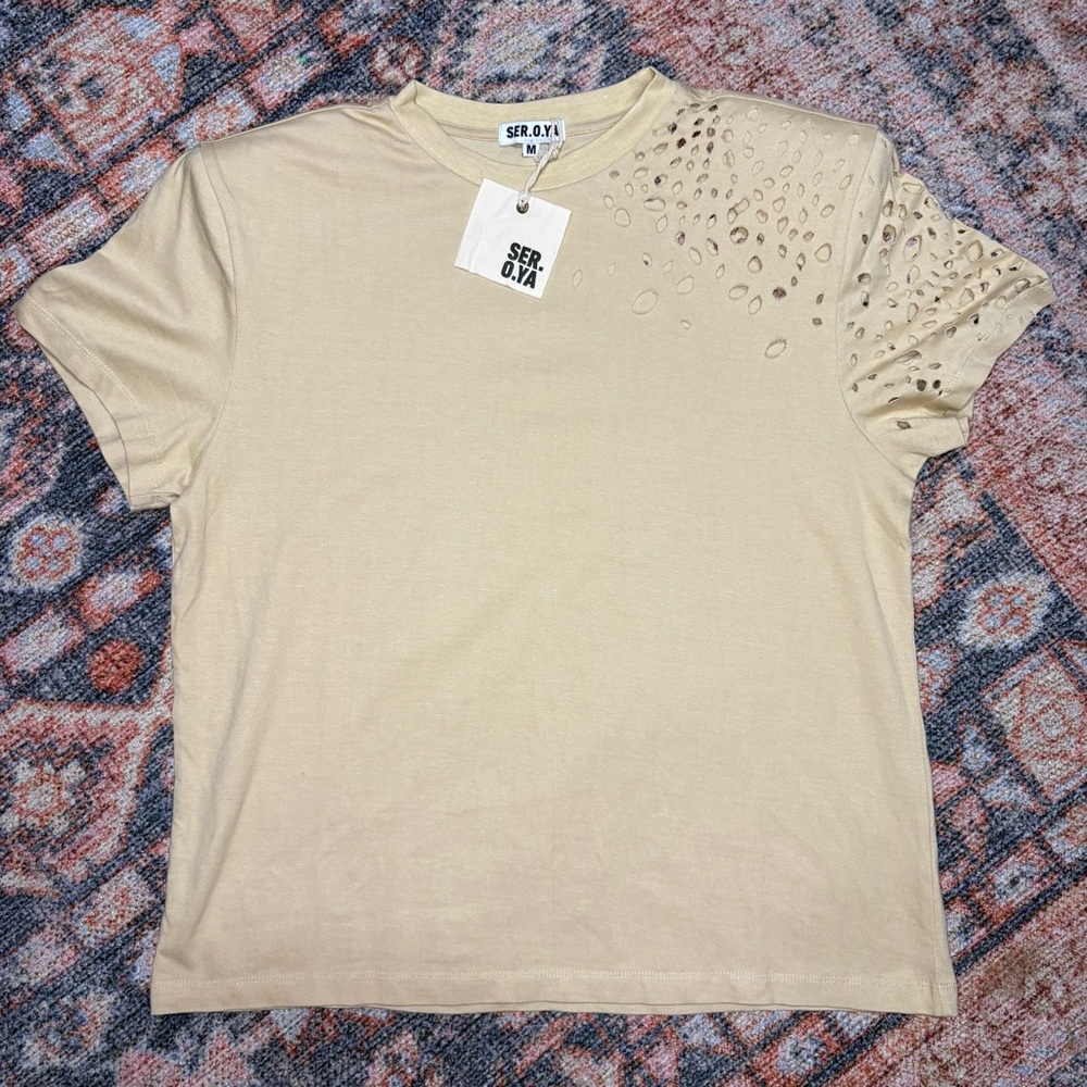 SER.O.YA Caroline Distressed Cotton T-Shirt - Picture 7 of 12